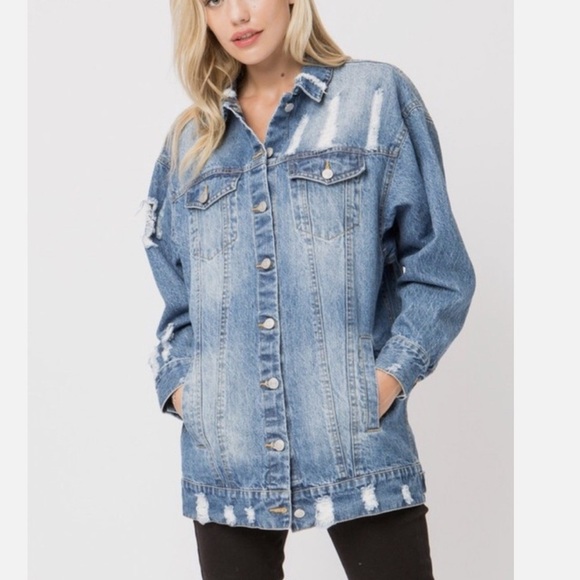 Zafsi Blings Distressed Long Denim Jacket - Picture 9 of 9